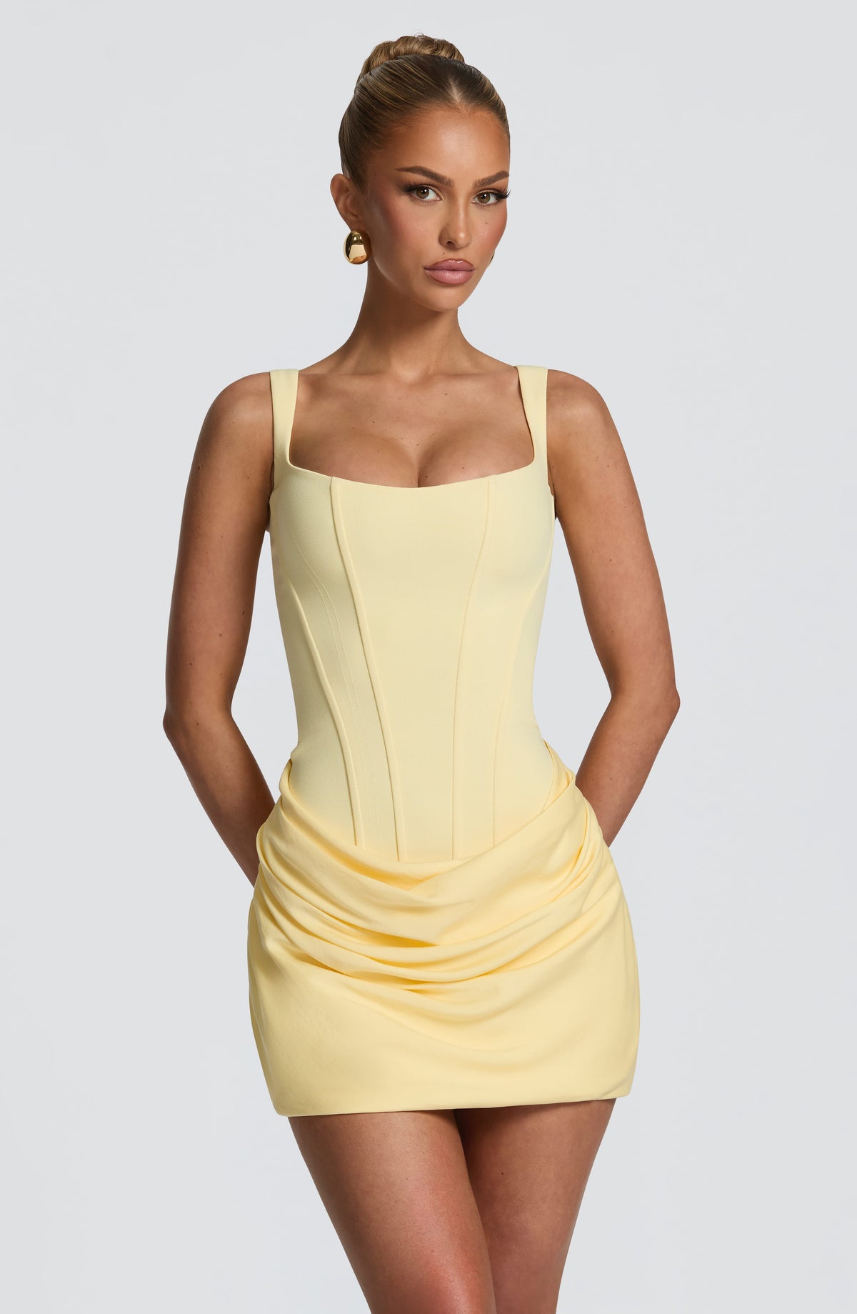 R.F Women's Dress Corset Mini Lemon Crepe Party