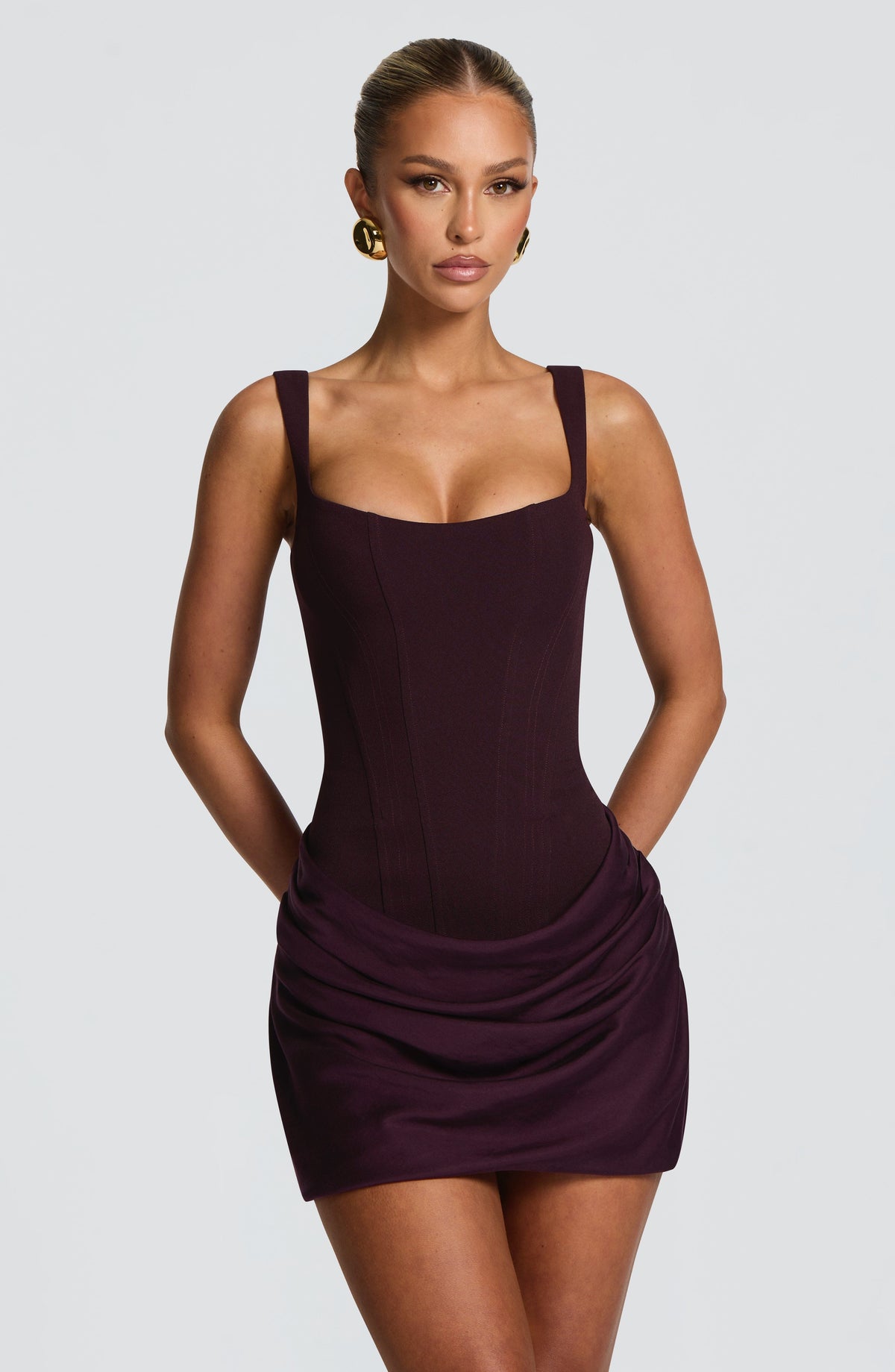 R.F Women's Dress Cornelia Plum Crepe Party Cocktail