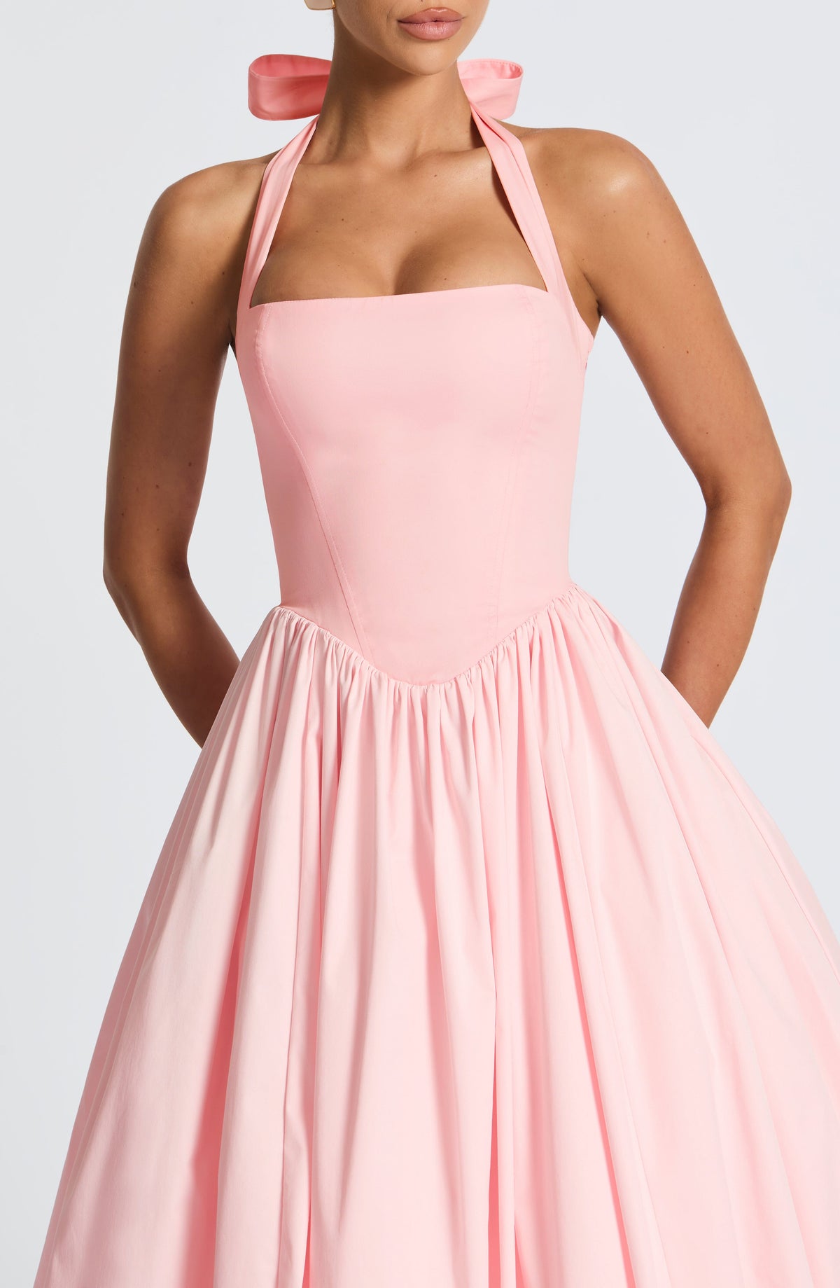 S.M Women's Dress Cressida Midi Blush Cotton Voile Formal