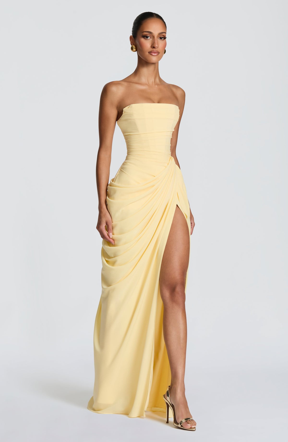 T.X Women's Dress Maxi Corset Lemon Chiffon Evening
