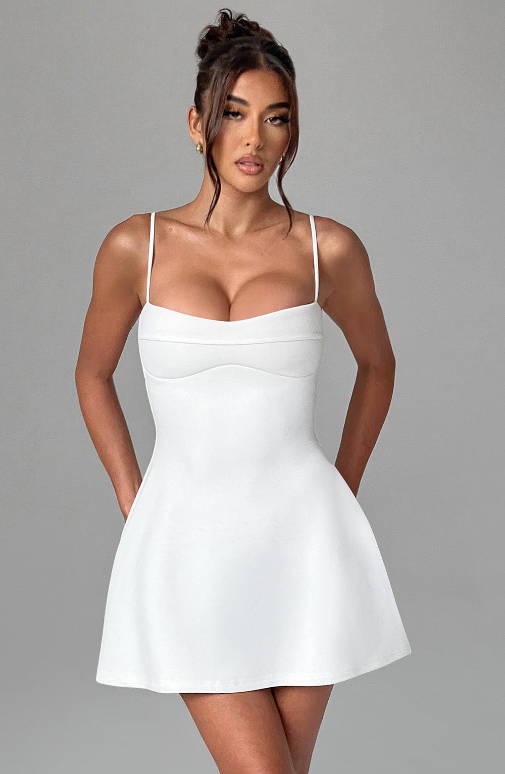 C.F Women's Dress Dakota Mini Ivory Stretch Crepe Party