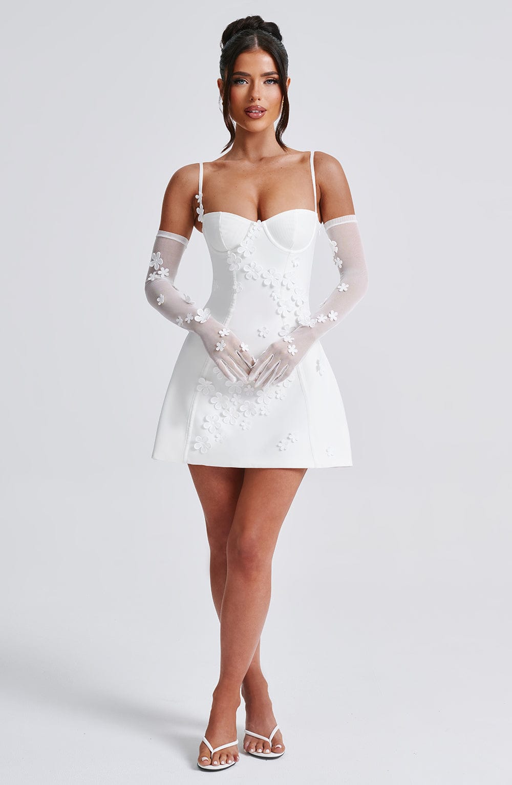 L.F Women's Dress Dalary Mini Strapless Ivory Mesh Bridal Party