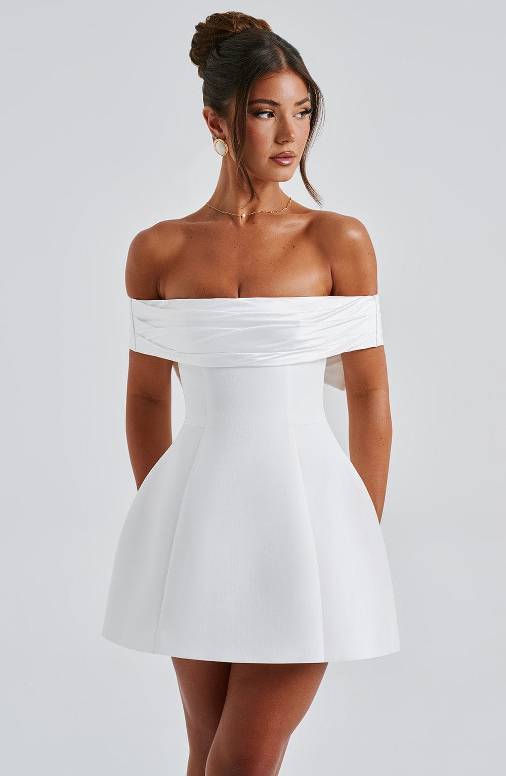 M.T Women's Dress Delta Bubble Hem Ivory Crepe Party