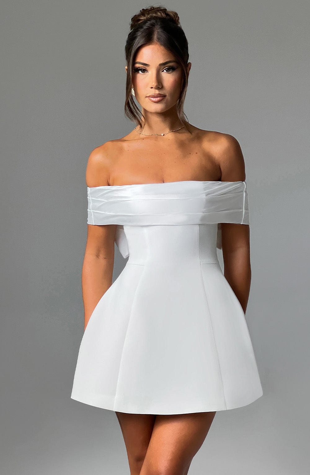 M.T Women's Dress Delta Bubble Hem Ivory Crepe Party
