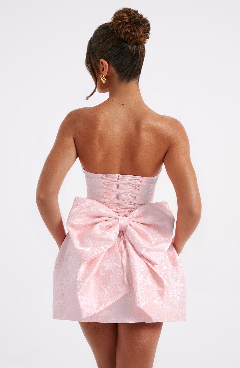 K.Y Women's Dress Elenora Mini Blush Jacquard Party