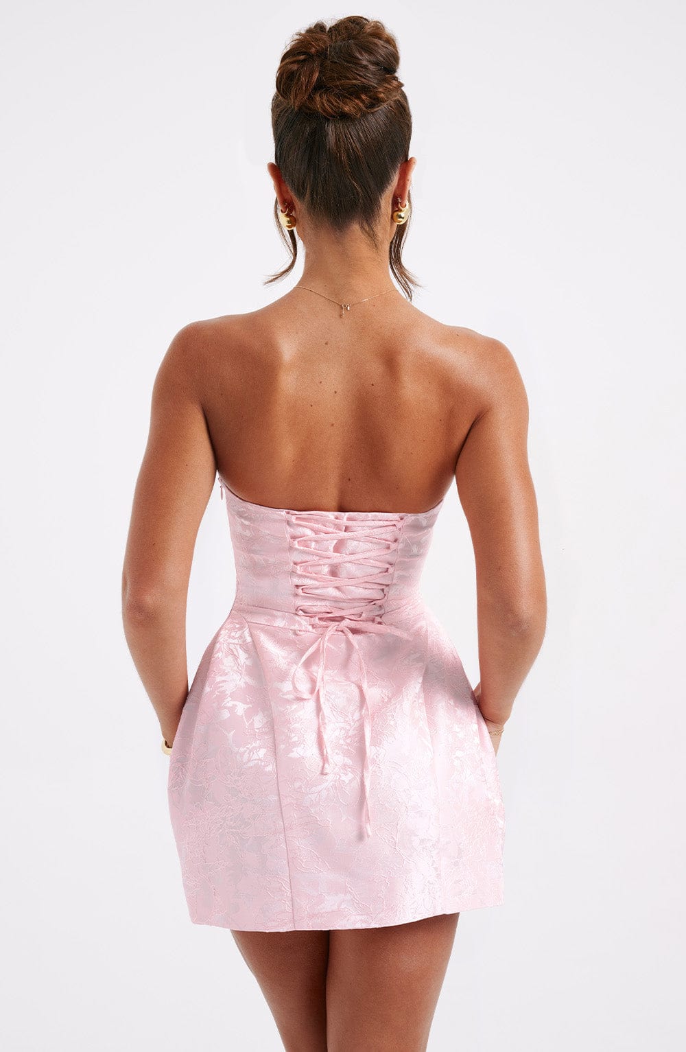 K.Y Women's Dress Elenora Mini Blush Jacquard Party