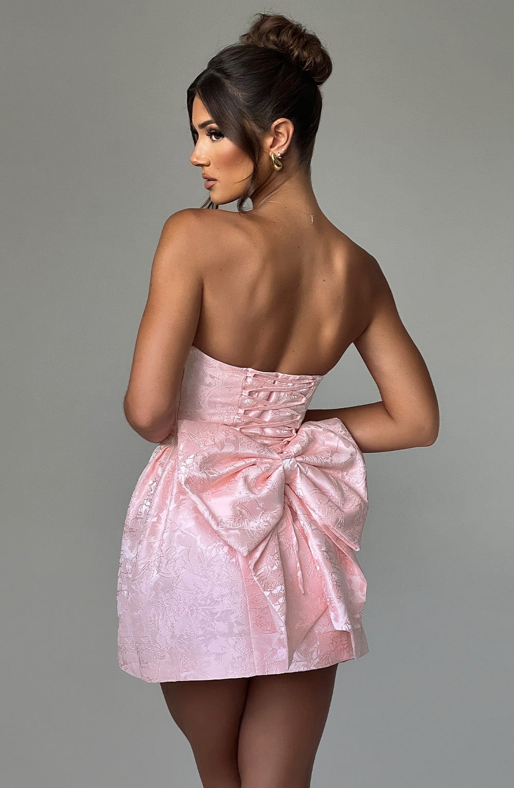 K.Y Women's Dress Elenora Mini Blush Jacquard Party