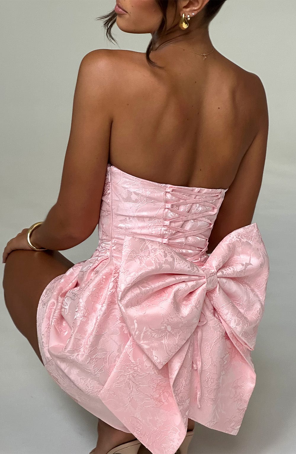 K.Y Women's Dress Elenora Mini Blush Jacquard Party