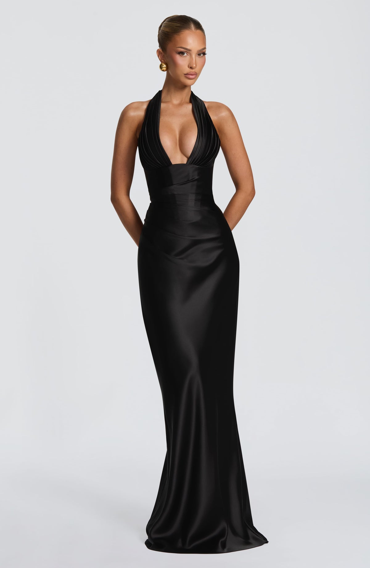 M.T Women's Dress Corset Maxi Black Satin Formal