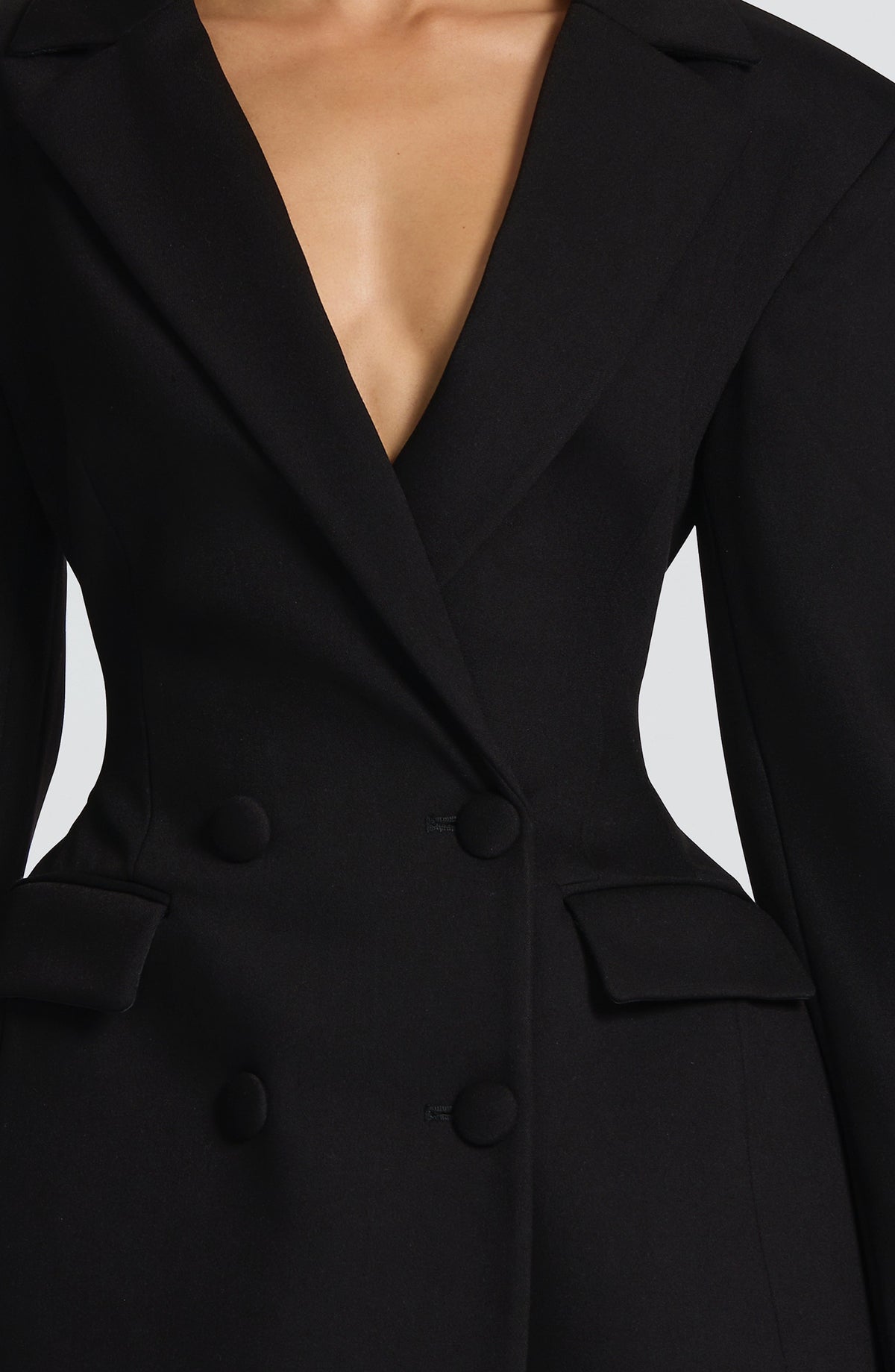 S.M Women's Dress Elvira Mini Long Sleeve Black Suiting Party