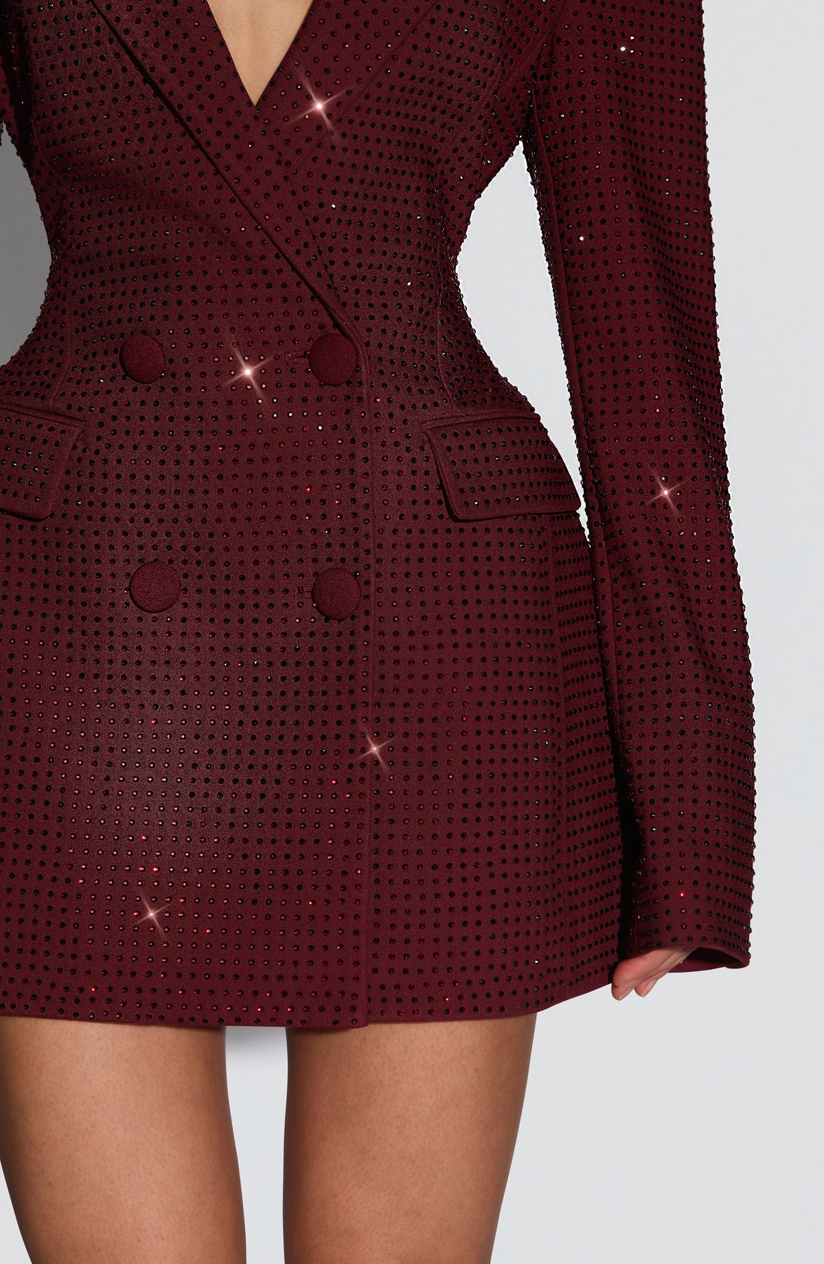 S.M Women's Dress Tailored Elvira Mini Burgundy Sparkle Party