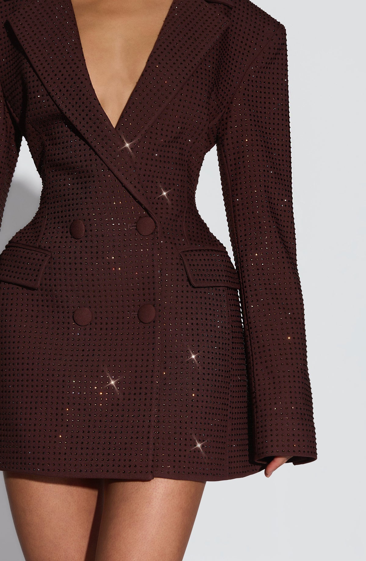 Elvira Women's Dress Mini Plum Brown Rhinestone Party