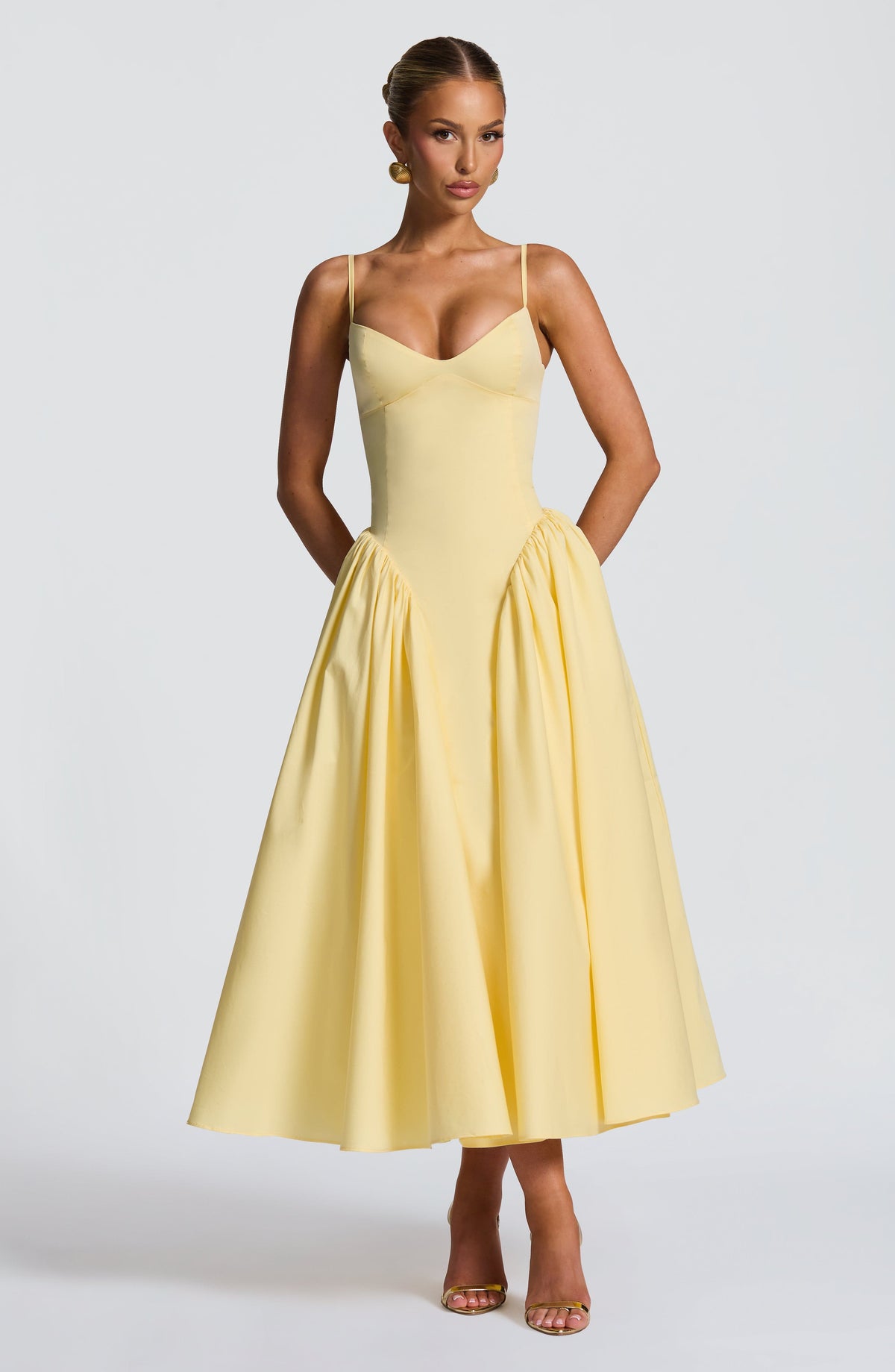 M.T Women's Dress Emerson Sleeveless Lemon Cotton Party