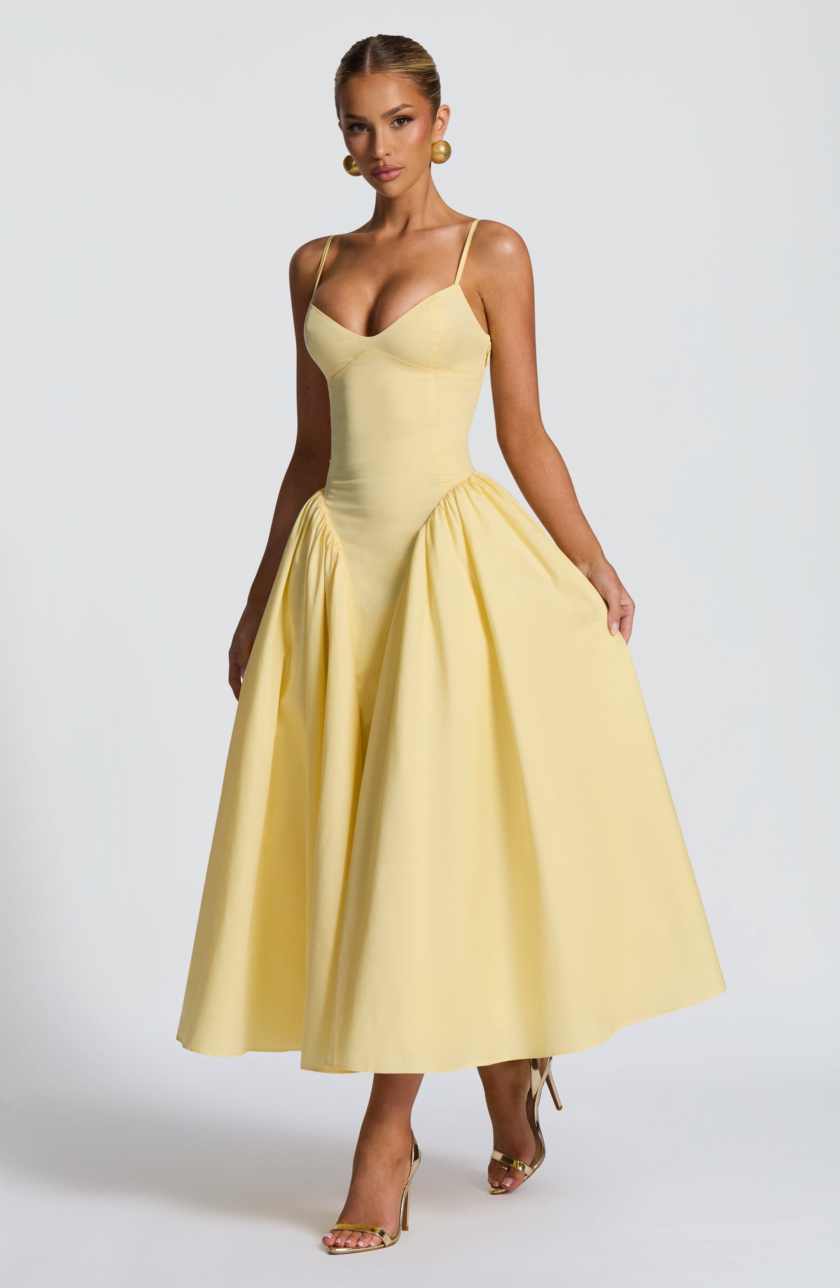 M.T Women's Dress Emerson Sleeveless Lemon Cotton Party