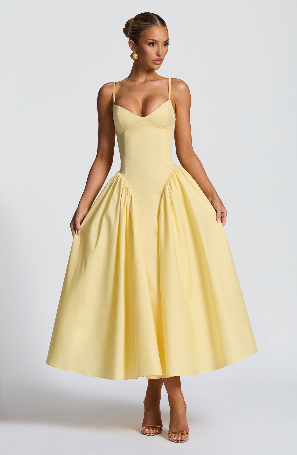 M.T Women's Dress Emerson Sleeveless Lemon Cotton Party