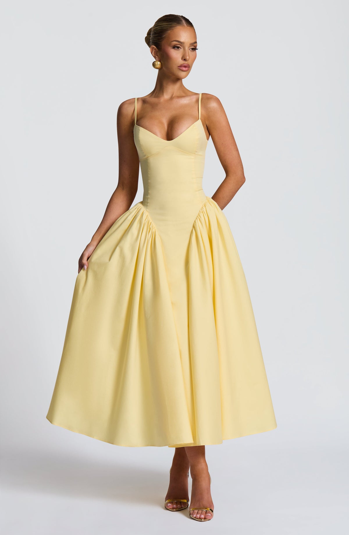 M.T Women's Dress Emerson Sleeveless Lemon Cotton Party