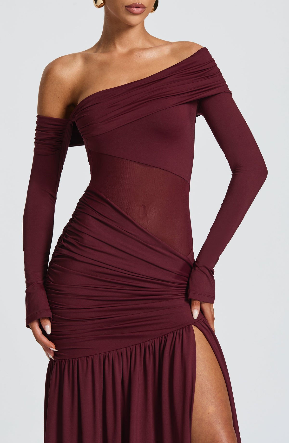 L.F Women's Dress Maxi Cherry Lacquer Mesh Formal