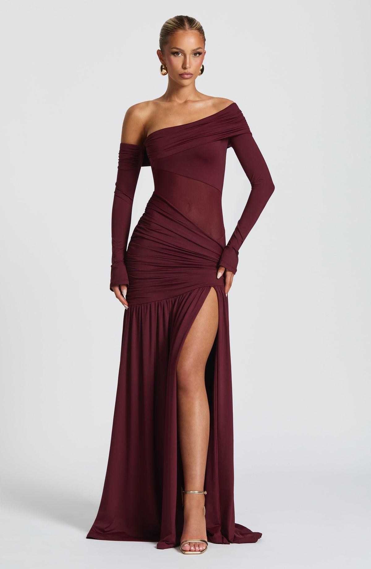 L.F Women's Dress Maxi Cherry Lacquer Mesh Formal