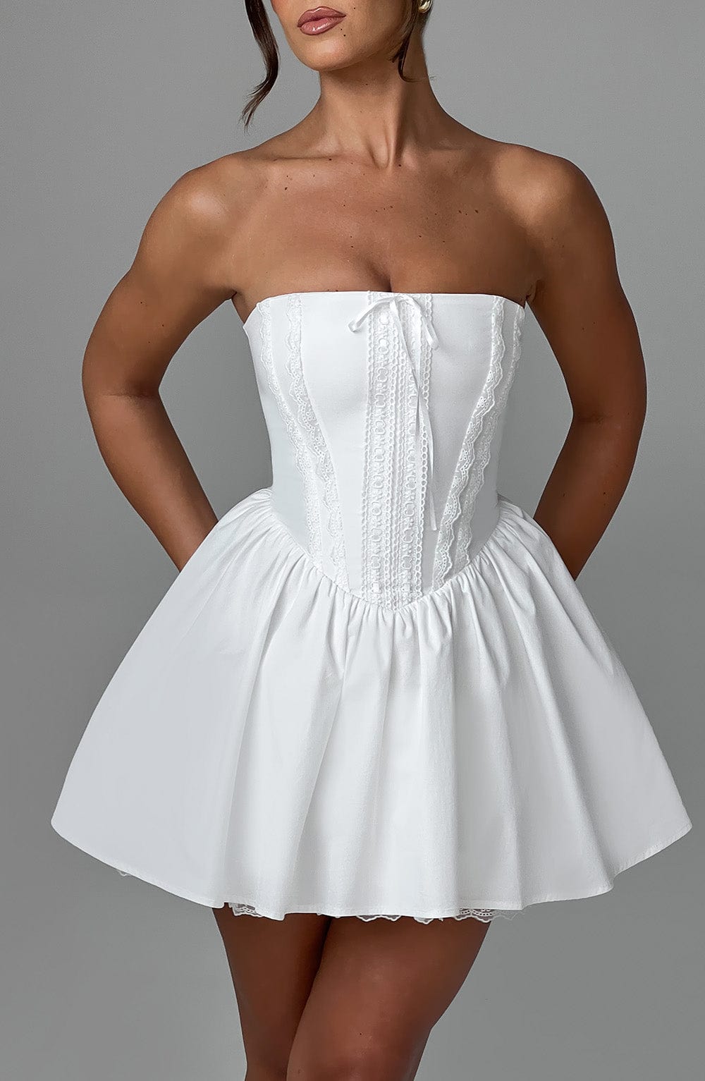 Babyboo Fashion Women's Dress Evie Strapless Ivory Cotton Party