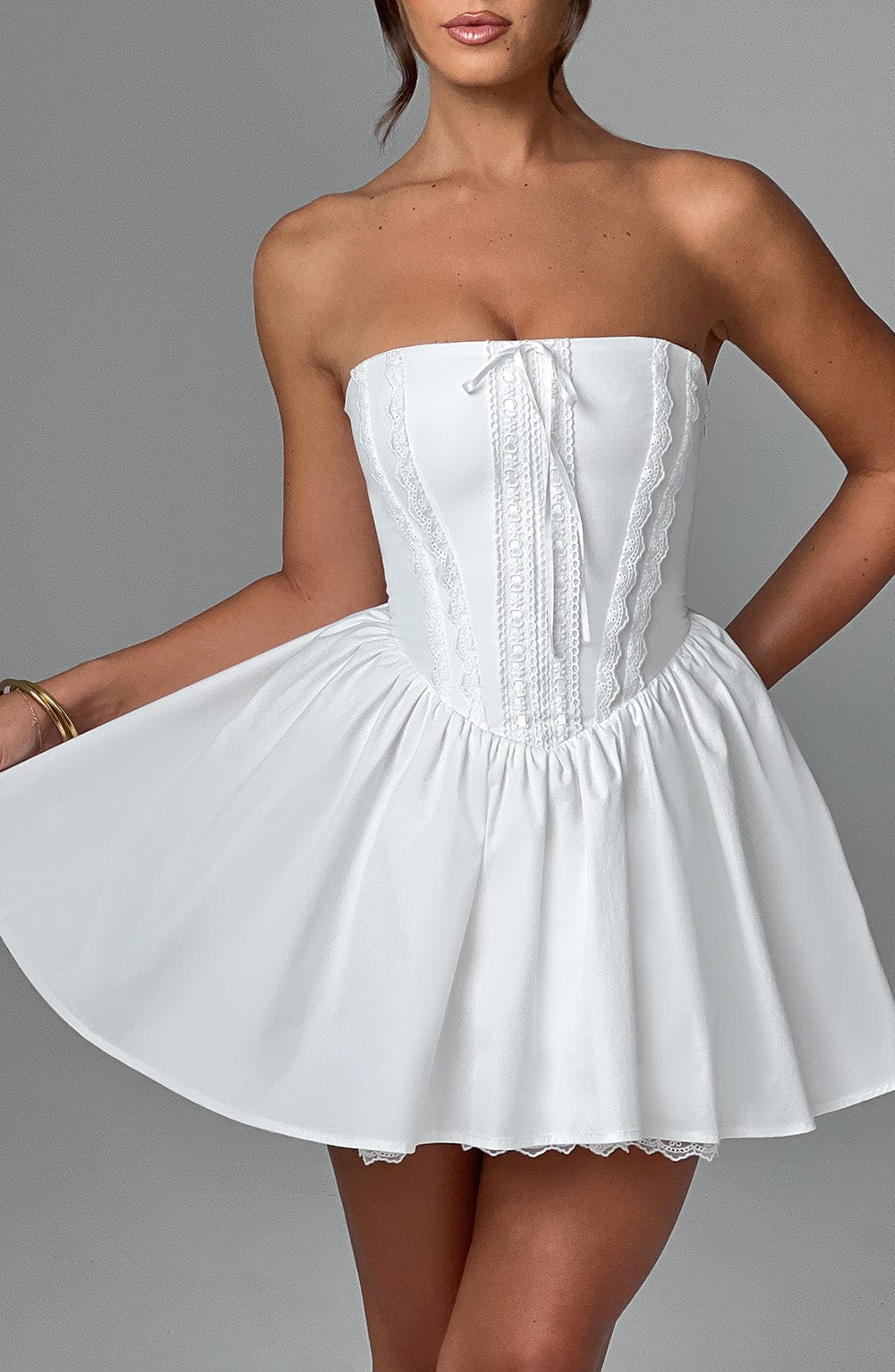 Babyboo Fashion Women's Dress Evie Strapless Ivory Cotton Party