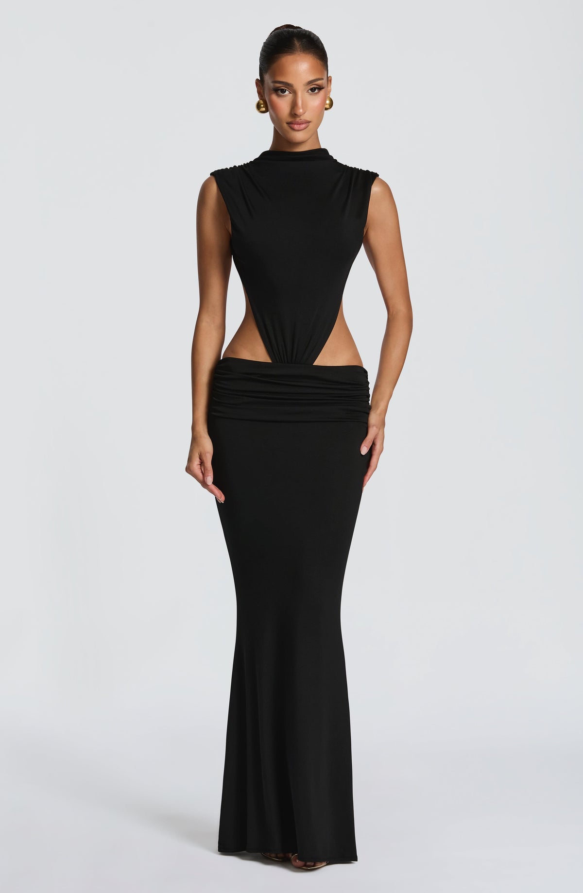 L.F Women's Dress Backless Black Jersey Evening