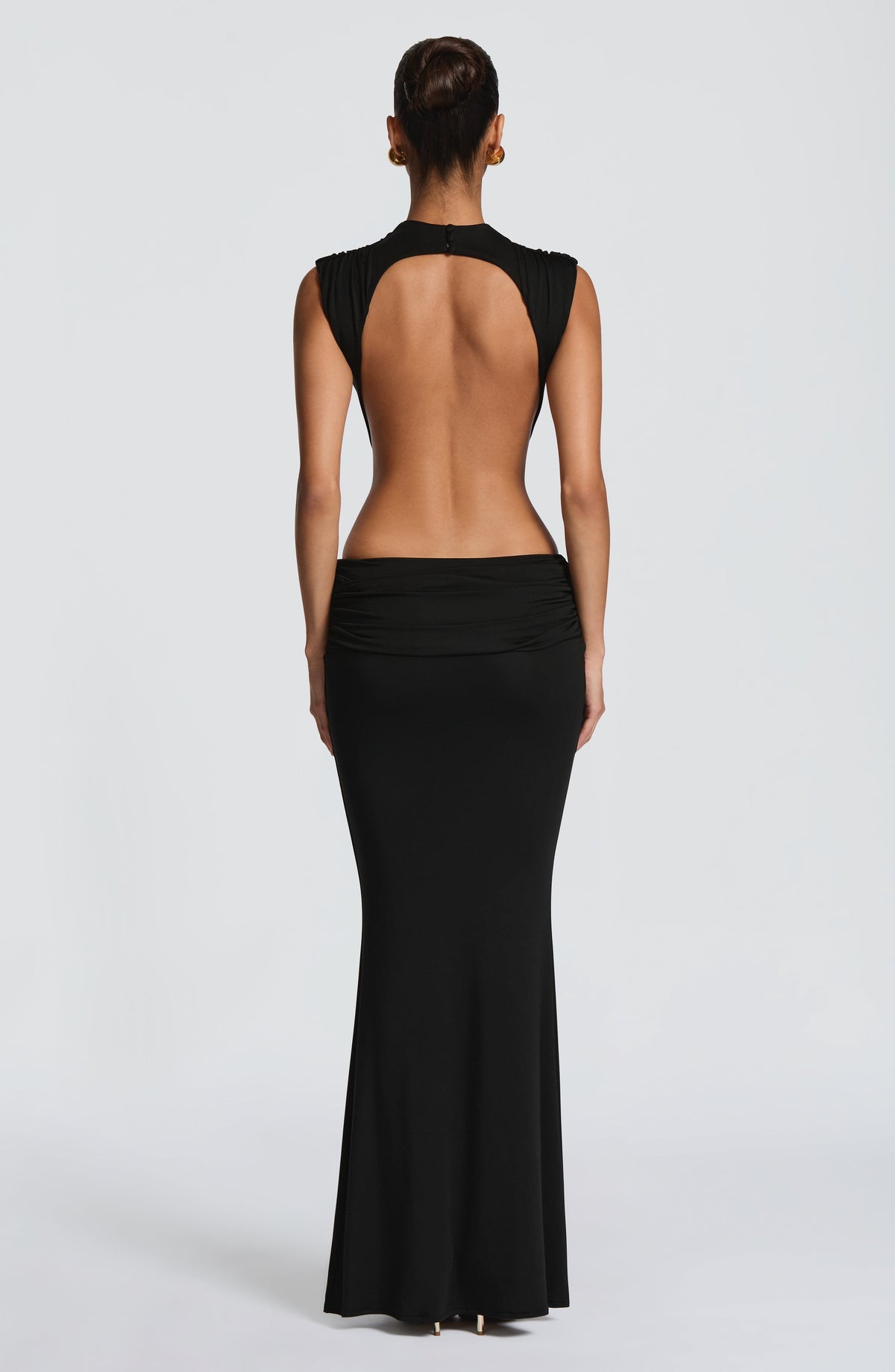 L.F Women's Dress Backless Black Jersey Evening