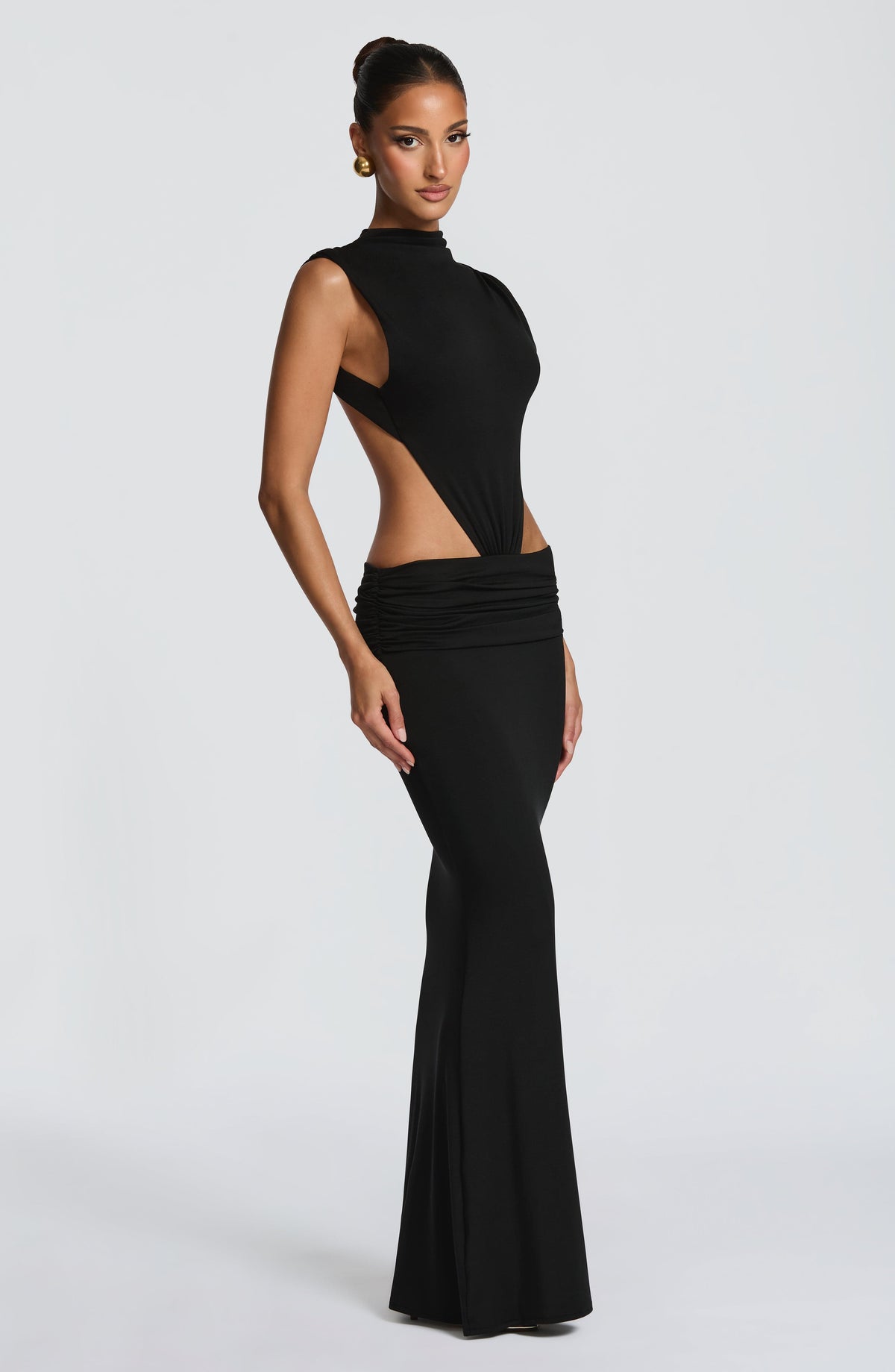 L.F Women's Dress Backless Black Jersey Evening