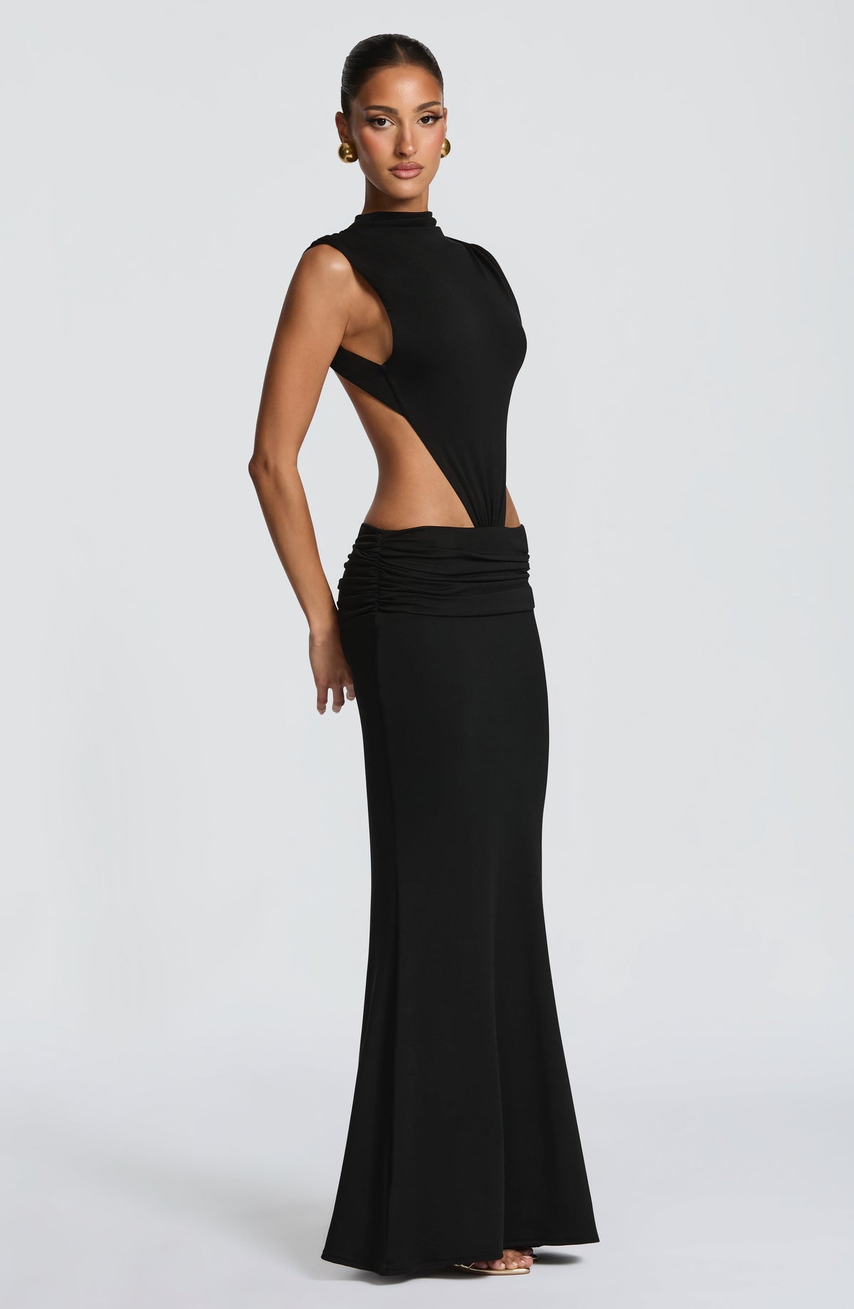 L.F Women's Dress Backless Black Jersey Evening