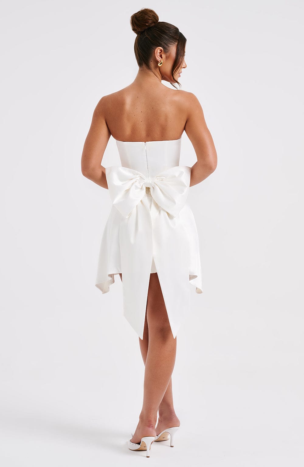 C.F Women's Dress Freja Ivory Satin Corset Party