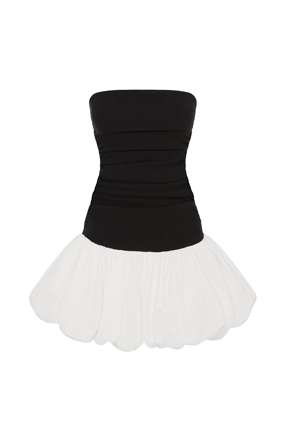 Gemma Women's Dress Bubblehem Black/White Stretch Crepe Party