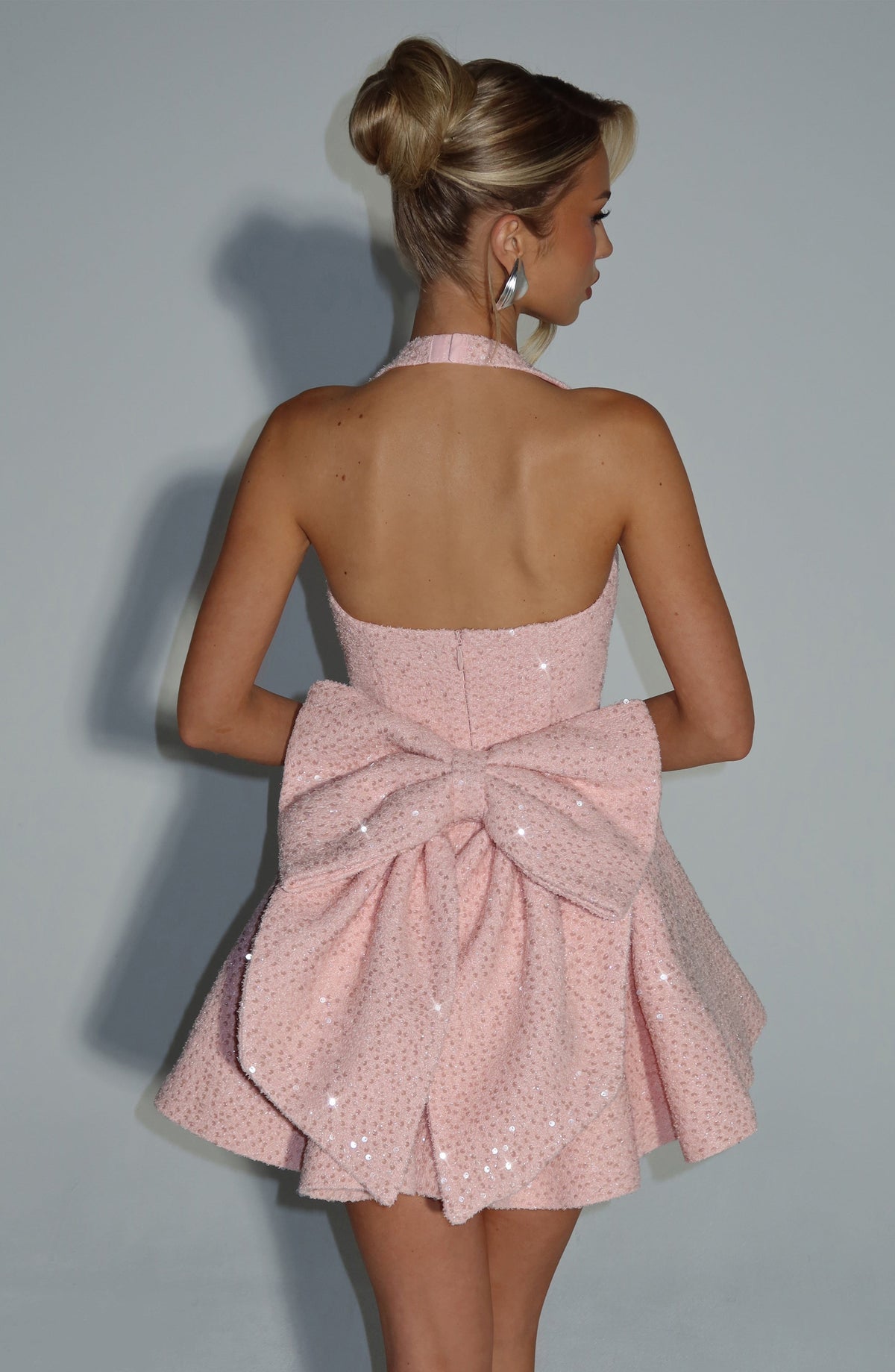 M.T Women's Dress Georgette Mini Blush Sequin Party