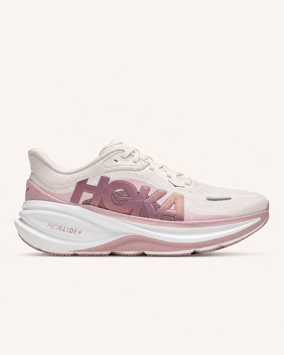 HOKA CLIFTON PRO in White / Rose — side view #Colour_White / Rose