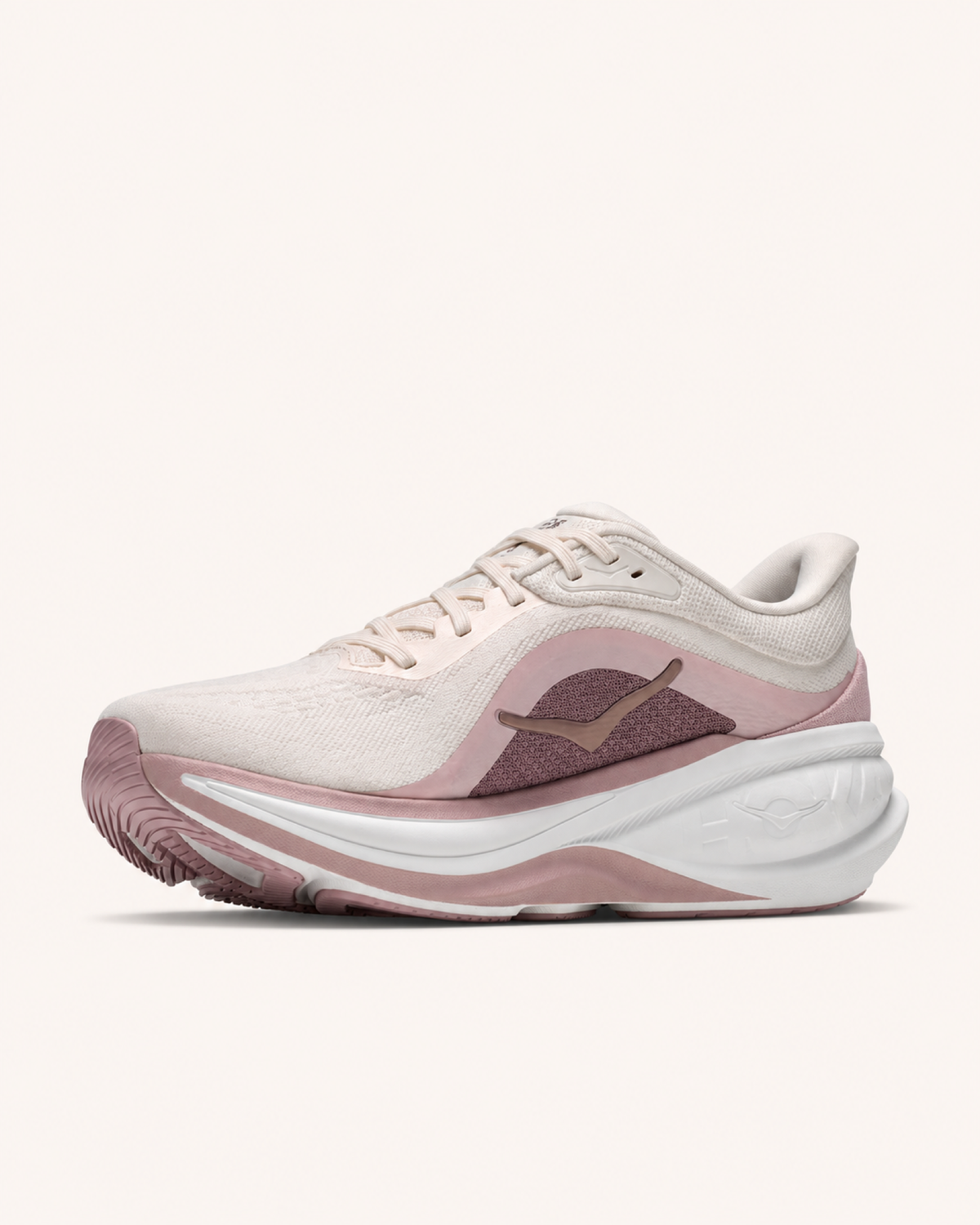HOKA CLIFTON PRO in White / Rose — angled view #Colour_White / Rose