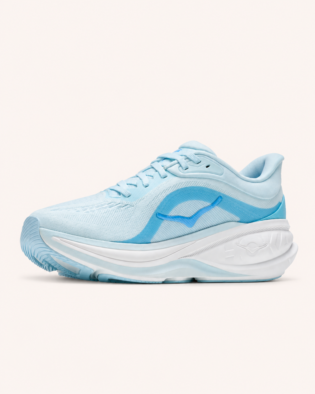 HOKA CLIFTON PRO in Pale Blue / Blue — angled view #Colour_Pale Blue / Blue