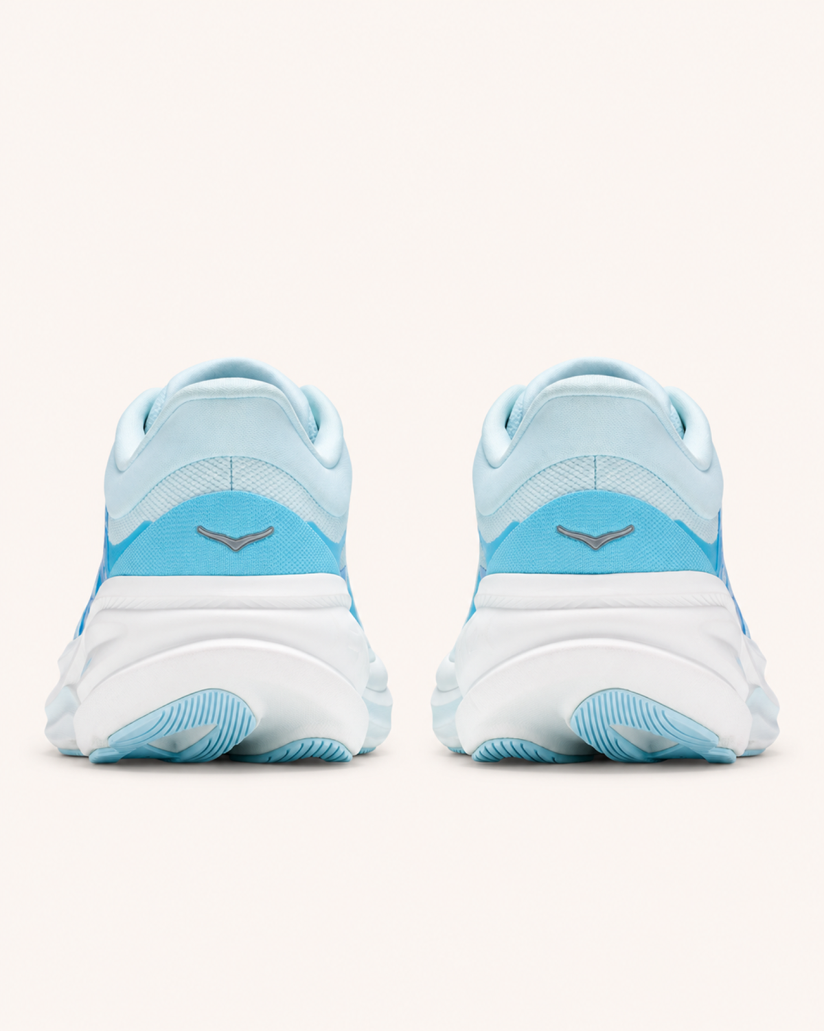 HOKA CLIFTON PRO in Pale Blue / Blue — rear view #Colour_Pale Blue / Blue