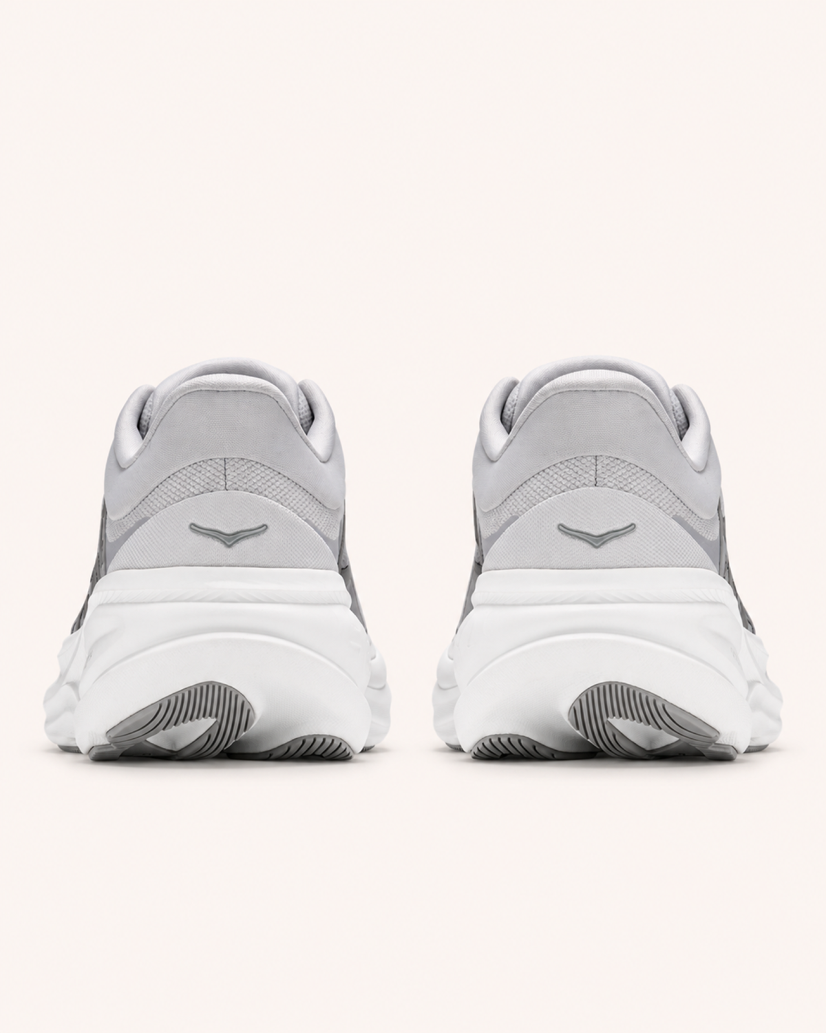 HOKA CLIFTON PRO in White / Grey — rear view #Colour_White / Grey