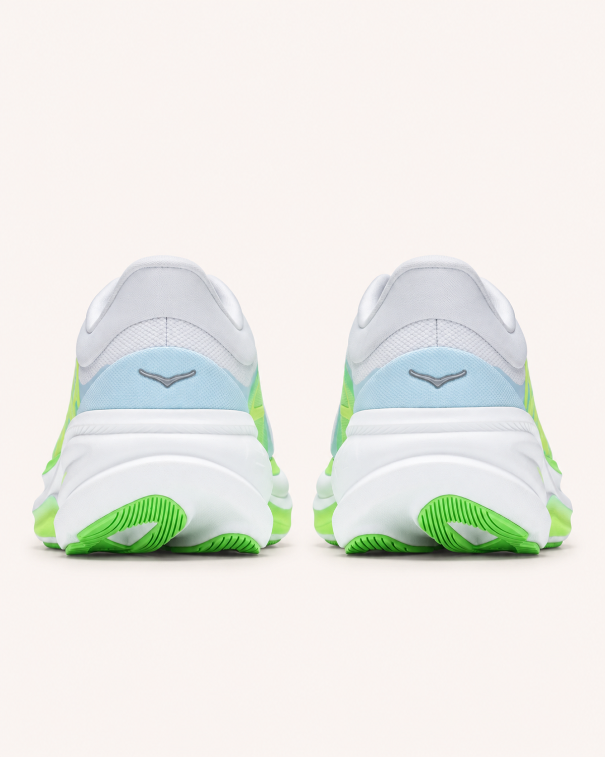 HOKA CLIFTON PRO in White / Lime — rear view #Colour_White / Lime