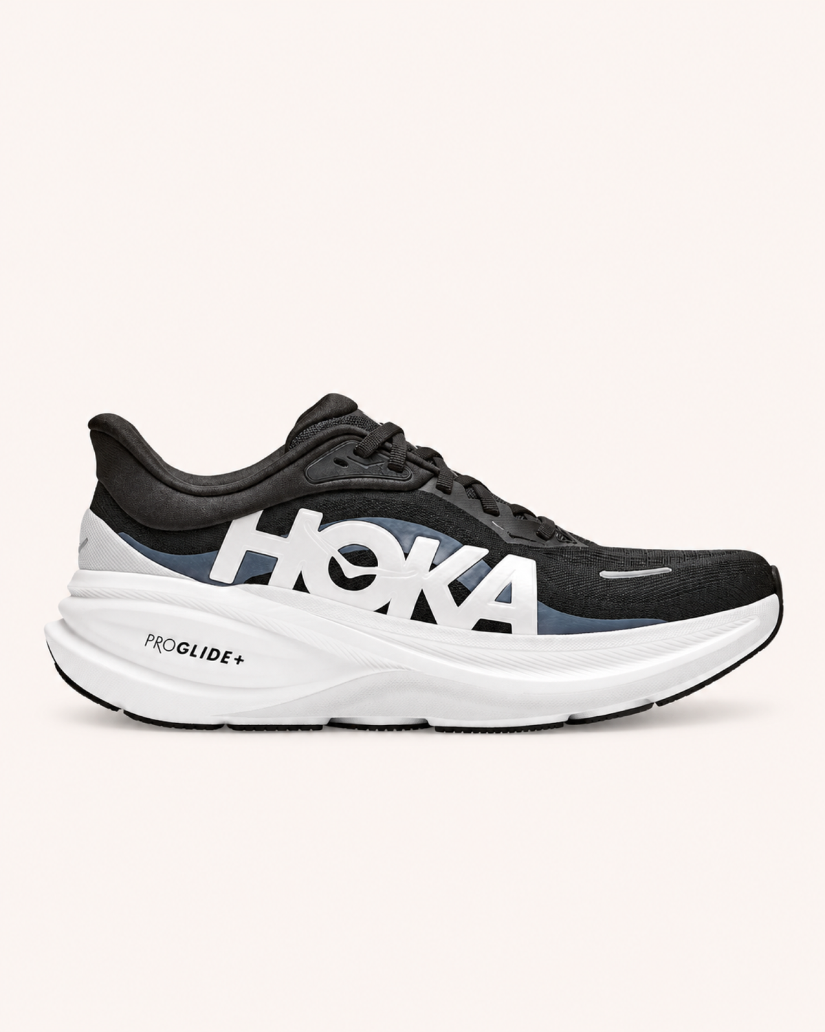 HOKA CLIFTON PRO in Black / White — side view #Colour_Black / White