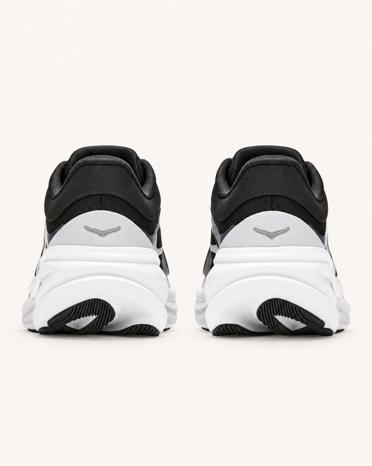 HOKA CLIFTON PRO in Black / White — rear view #Colour_Black / White