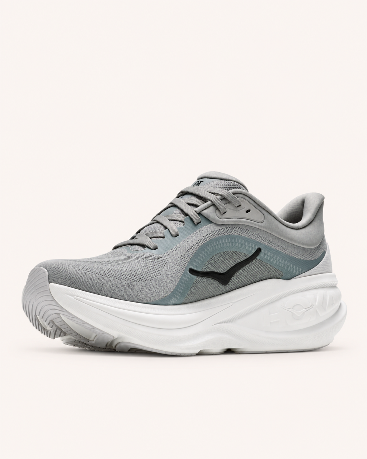 HOKA CLIFTON PRO in Grey / Black — angled view #Colour_Grey / Black