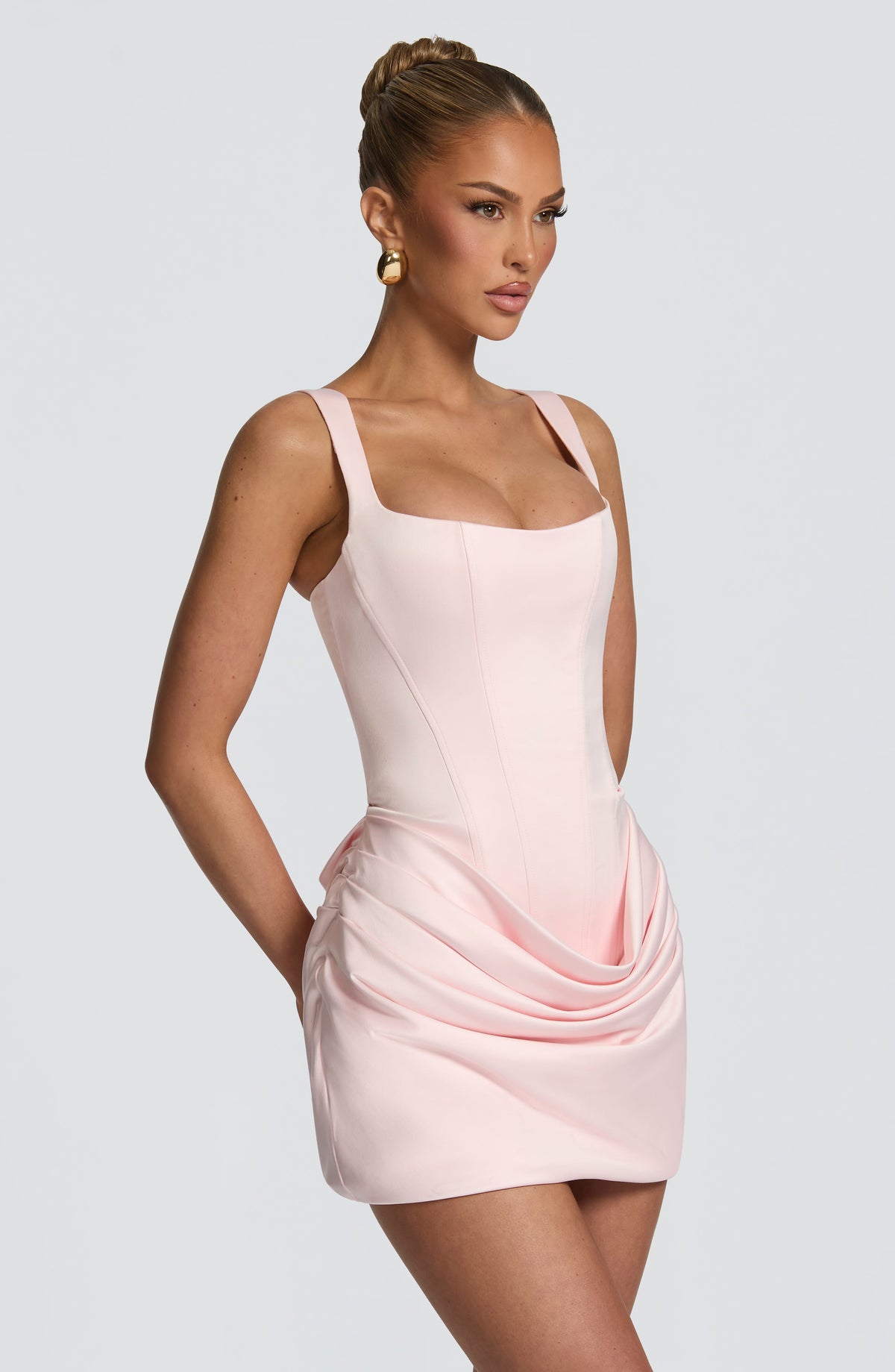 M.T Women's Dress Imogen Corset Blush Satin Party