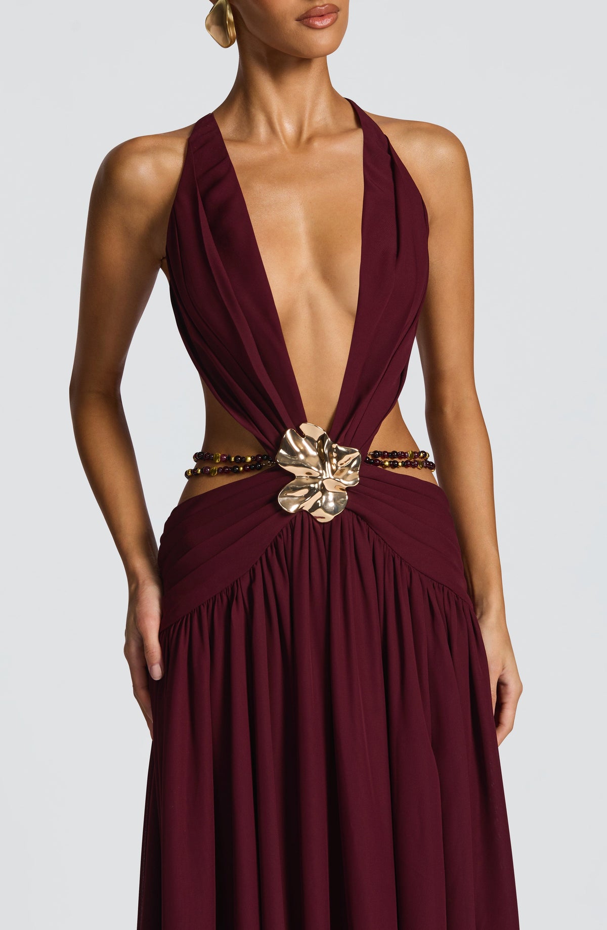 T.X Women's Dress Indianna Backless Cherry Lacquer Chiffon Evening