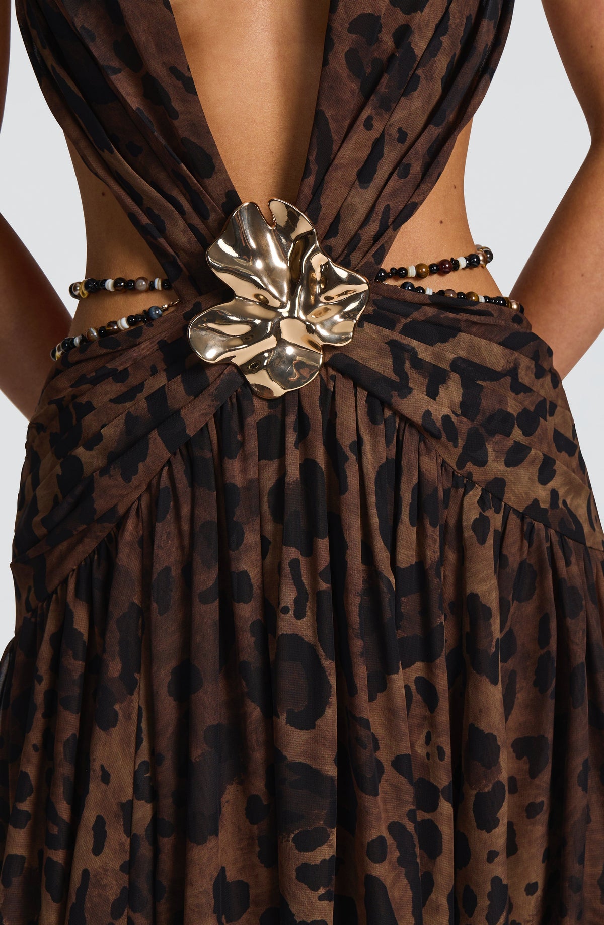 Indianna Women's Dress Maxi Leopard Print Chiffon Evening