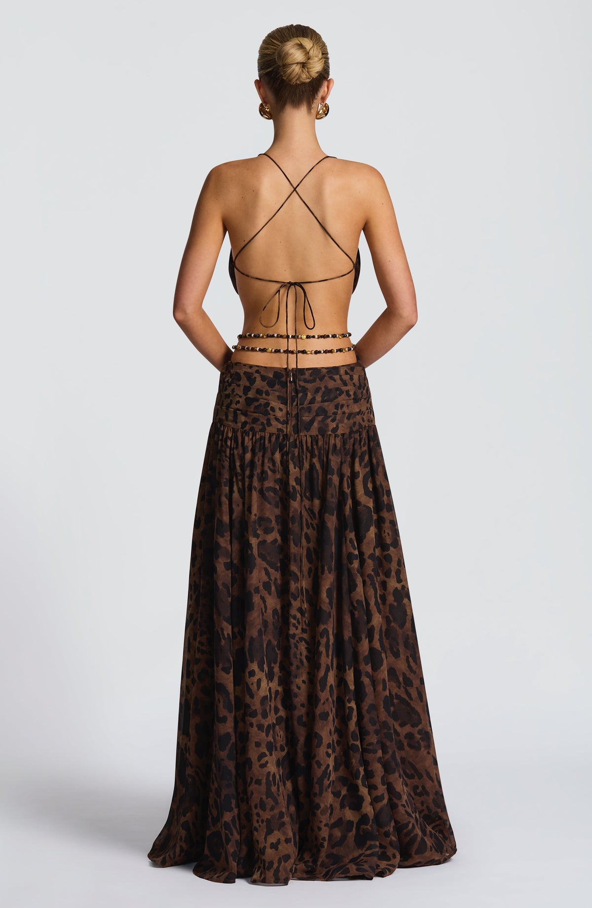 Indianna Women's Dress Maxi Leopard Print Chiffon Evening