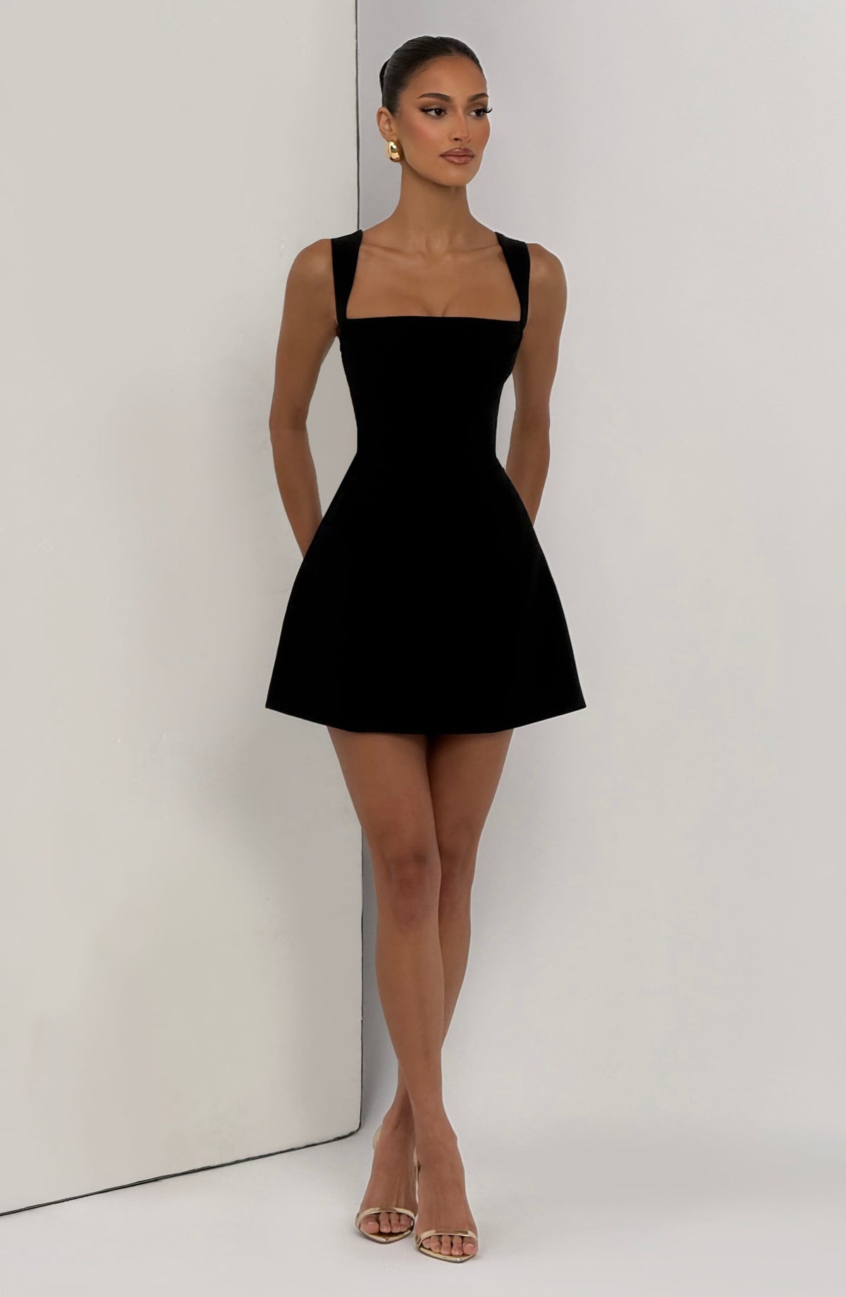 DIA Women's Dress Mini Black Crepe Cocktail