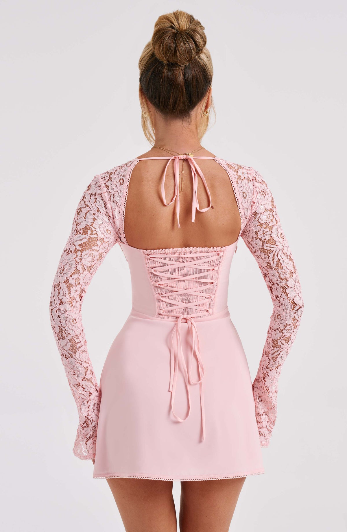 L.F Women's Dress Mini Cupped Blush Stretch Floral Lace Party