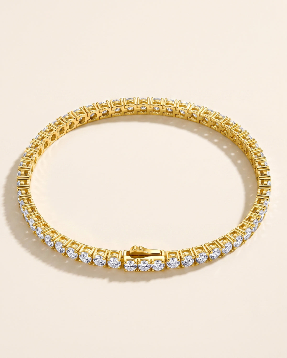 Gold-tone moissanite tennis bracelet in S925 sterling silver