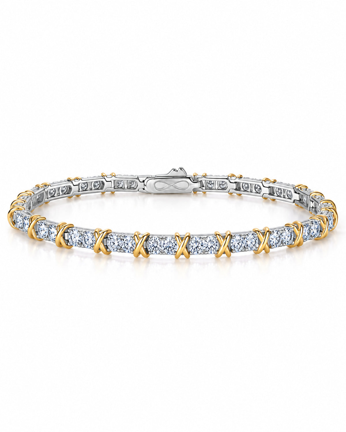 Women's two-tone moissanite tennis bracelet in S925 sterling silver