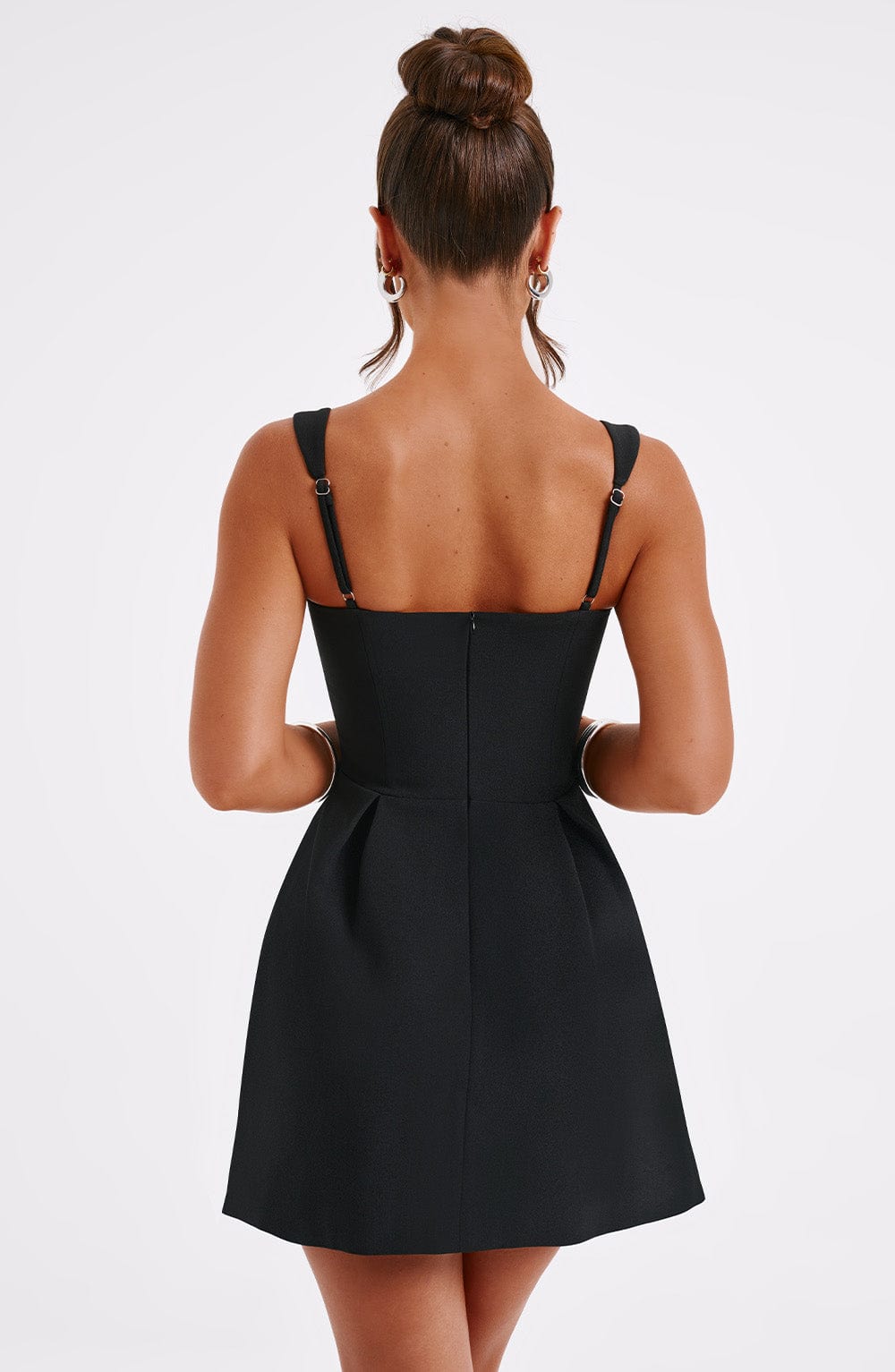 M.T Women's Dress Strapless Corset Bubble Hem Black Woven Party
