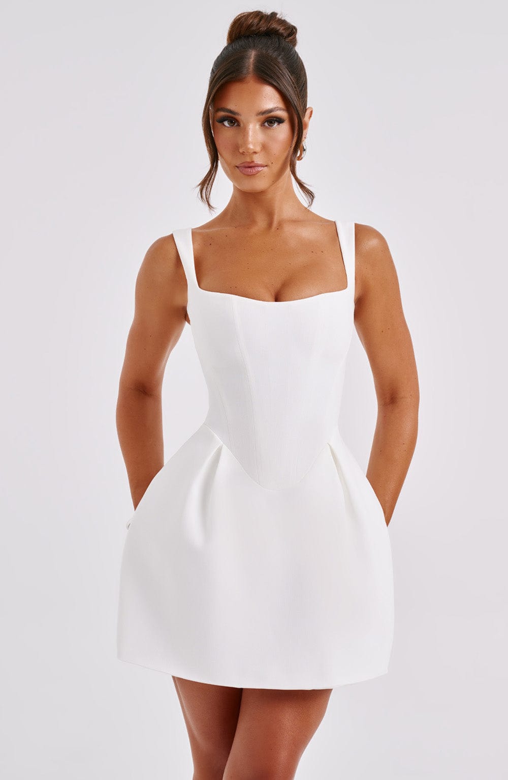 M.T Women's Dress Corset Mini Ivory Woven Party